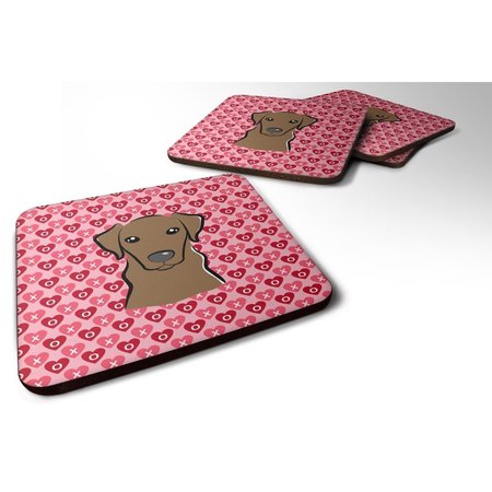 CAROLINES TREASURES Chocolate Labrador Hearts Foam Coasters - Set of 4 BB5304FC